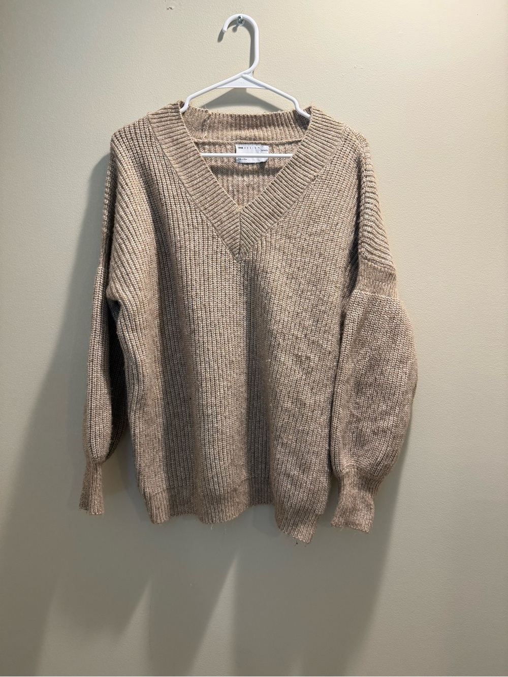 ASOS Maternity V-Neck Knit Sweater in Beige